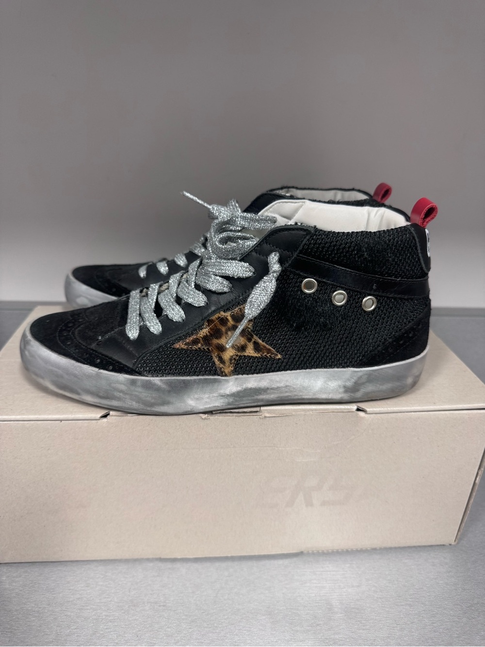 Women’s golden goose High-Top Sneakers with Leopard Star Accent size 38